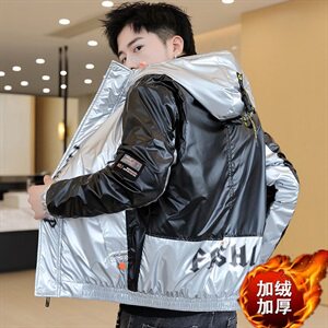 冬季亮拼袖羽棉服男模特加厚夹克保暖外套工装棉衣绿870加绒图片