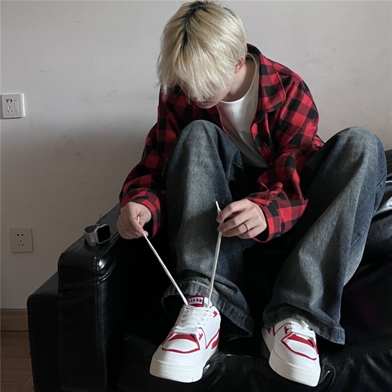 慵懒风潮流休闲宽松百搭情侣格子衬衫C2162-P32【特价】,男装衬衫,电商A007