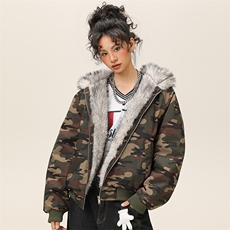 潮流宽松连帽棉服高街潮牌休闲棉衣A161-9981-P98，男装棉衣，电商A161