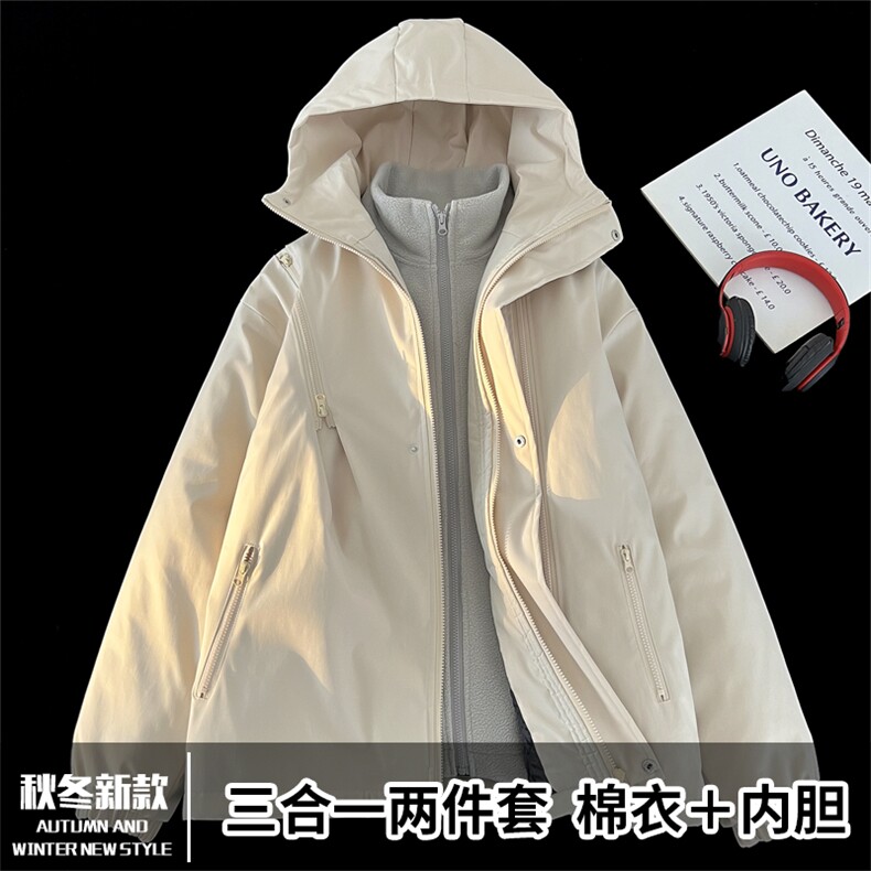 TH616001/P120冲锋衣大码冬季防风防水三合一外套棉衣男女同款,男装棉衣,电商A141
