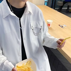 克莱因蓝长袖衬衫衬衣春季港风ins设计感小众上衣男W6931-P28，男装衬衫，星座512-2
