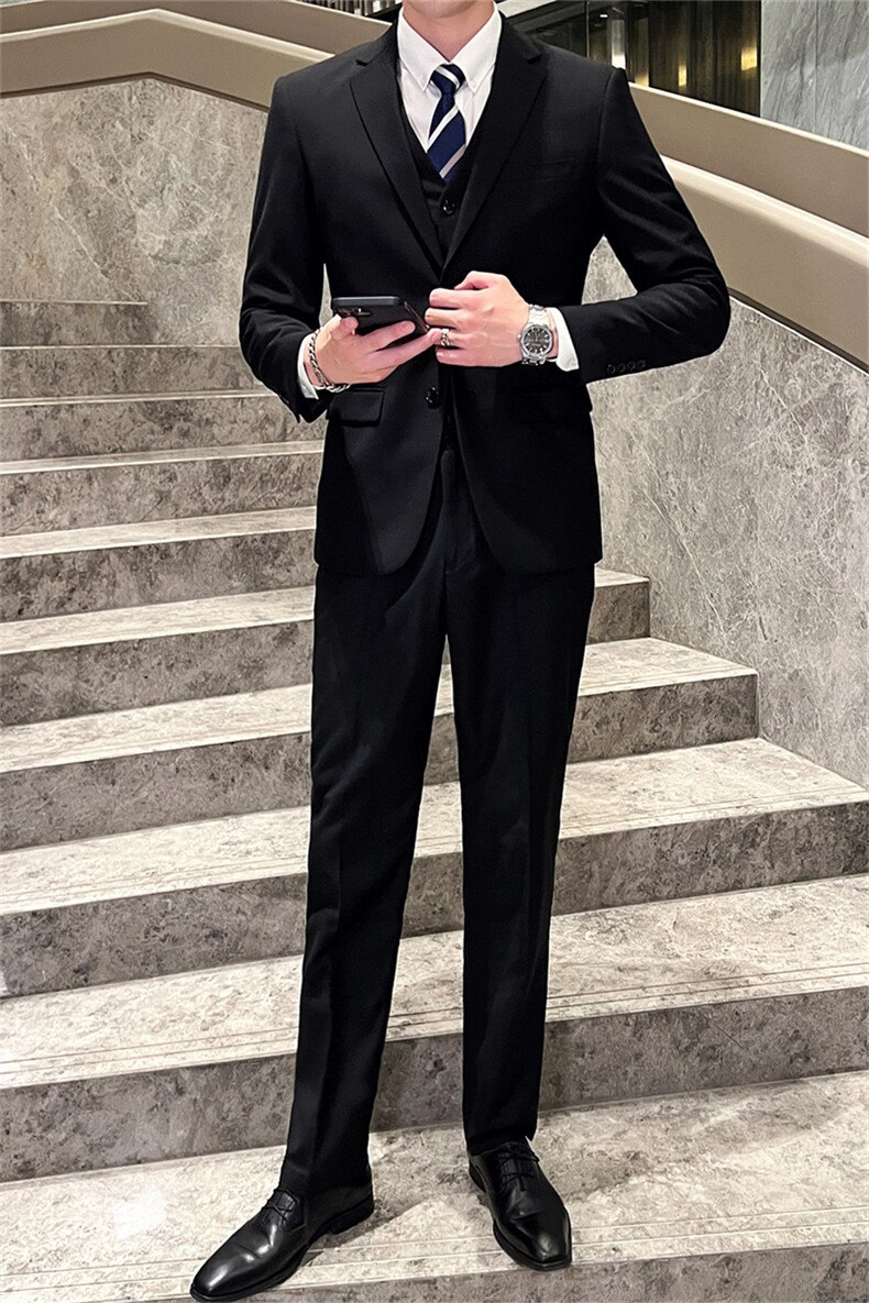 西服套装男西装男士商务休闲职业装修身新郎伴郎结婚三件套礼服潮,男装西服套装,星座505-2（原电商A260-1)