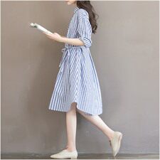 2021年春季修身优雅韩版宽松连衣裙通勤中长款长袖，女装连衣裙，奕阳依阁