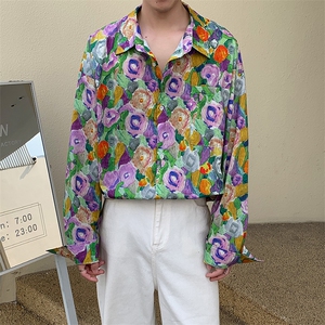 春装新款现货长袖衬衣男潮衬衫休闲上衣油画风 225-2-CS702-P40图片
