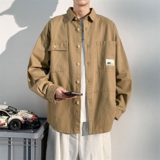 衬衫男2025春季新款港风大码宽松纯棉工装长袖衬衣CS800-特P45，男装衬衫，星座214-3