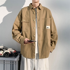 衬衫男2025春季新款港风大码宽松纯棉工装长袖衬衣CS800-特P45图片