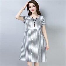 连衣裙条子2025年夏季H型韩版时尚休闲舒适修身气质简约实用可爱，女装连衣裙，风姿绰