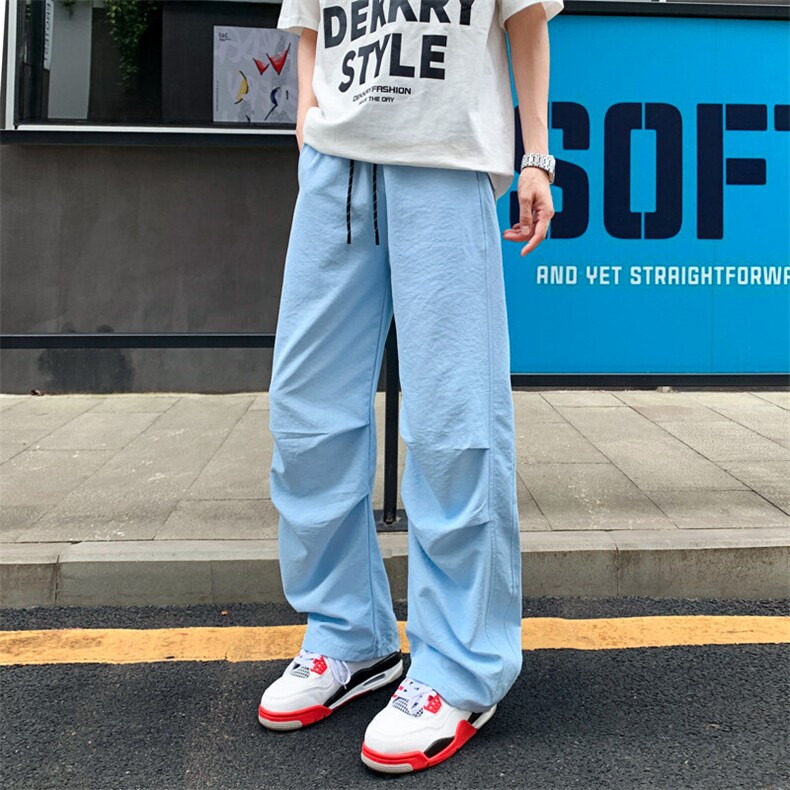A429-YK1843-特批30跑量款肌理感阔腿褶皱伞兵工装休闲裤男,男装工装外套,电商A429