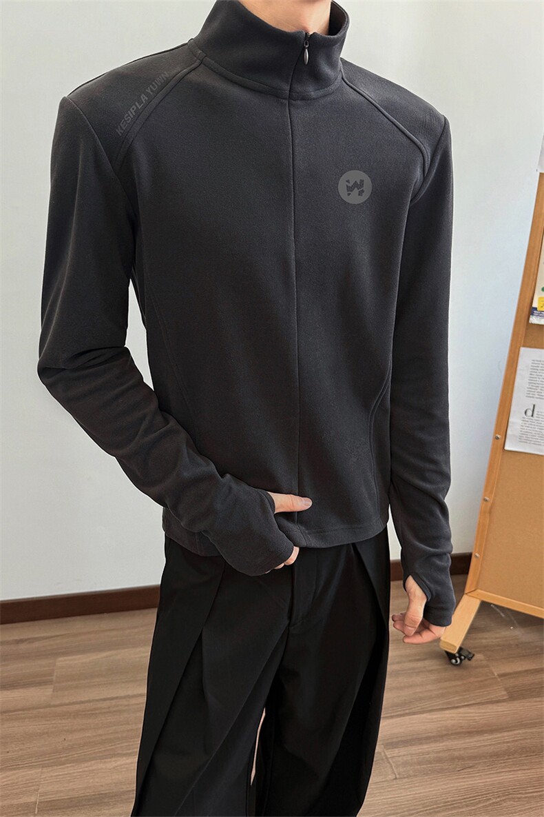 保暖德绒打底衫印花半拉链上衣修身休闲t恤男DT53087-TP3058,男装T恤,电商A102