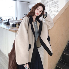 新款呢料复合撞色短外套毛呢AD922-P215K318，女装毛呢外套，2B187