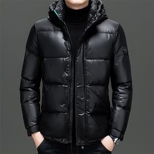 冬季白鸭绒加厚羽绒服短款连帽休闲保暖防寒面包服外套面男装图片