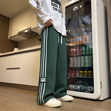 模特-春秋条纹直筒垂感阔腿裤拖地休闲裤8060-P38，男装休闲裤，电商B380（原B361）