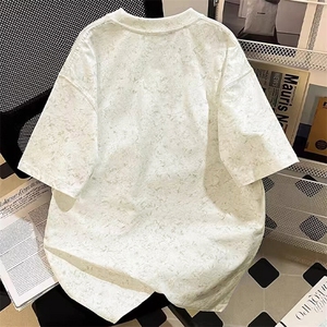 得物抖音品质二开240克重磅宽松纯棉美式做旧扎染工艺短袖T恤