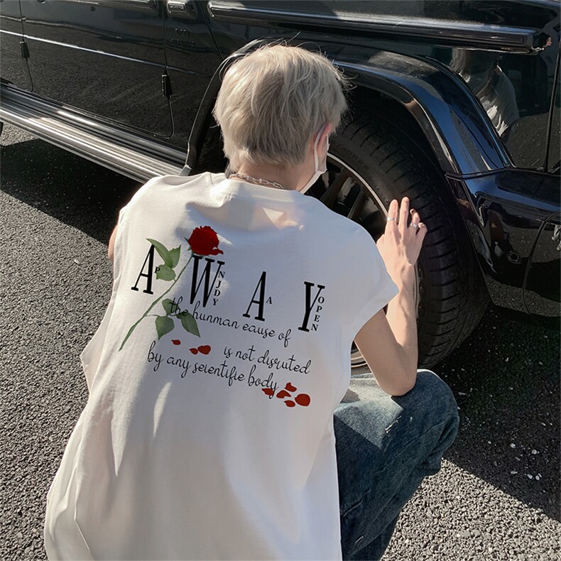 花卉藤蔓美式得物直播抖音品质纯棉250克无袖背心T恤T2517P25控39，男装背心/马甲，电商C408-1(原B339-1)