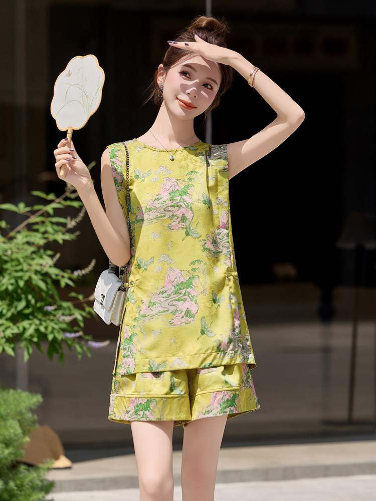 独特气质穿搭新中式G风时尚防晒上衣短裤套装女2025夏季新款潮品,女装套装/套裙,意芙