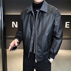 标50绒男士翻领假两件羽绒服皮夹克外套8528-P215(控券后298)，男装夹克，电商B338