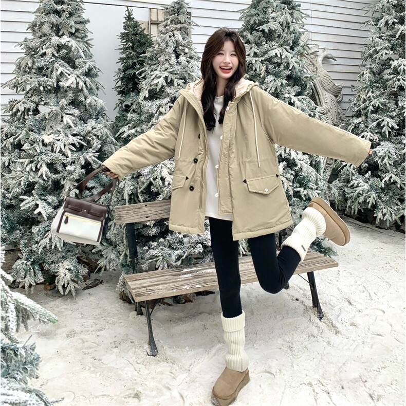 新款！羊羔毛连帽工装外套2C212-G185-P205-K308,女装棉衣/棉服,2C212