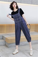 短袖牛仔背带裤套装女2023夏季新款女装韩版时尚休闲两件套套裤潮，女装套装/套裙，慧尚依恋