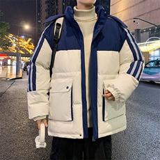 港风潮牌新款织拼色连帽服潮流保暖棉衣M085-P110控159，男装棉衣，星座717