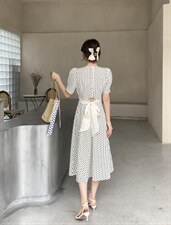 [现货]夏季新款气质波点连衣裙，两色、三个尺码，女装连衣裙，依柏璐(1F)