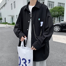 2024春季新款港风外景大码帅气链子挂坠衬衫M-5XHC21355-P35，男装衬衫，电商A022