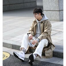 春秋中长款风衣男宽松港风帅气休闲百搭外套男英伦风韩版潮流大衣，男装夹克，星座1210-1