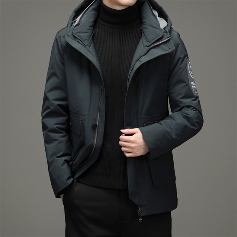 男士冬季纯色连帽羽绒服鸭绒厚款保暖休闲外套男装ZELD9841-P335图片