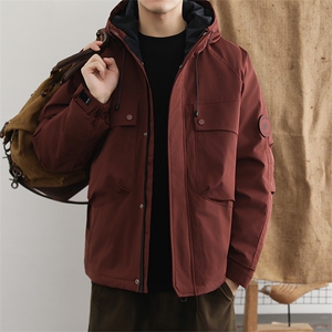 冬季御寒服男士新款冲锋衣棉服保暖潮流口袋棉衣防风连帽外套