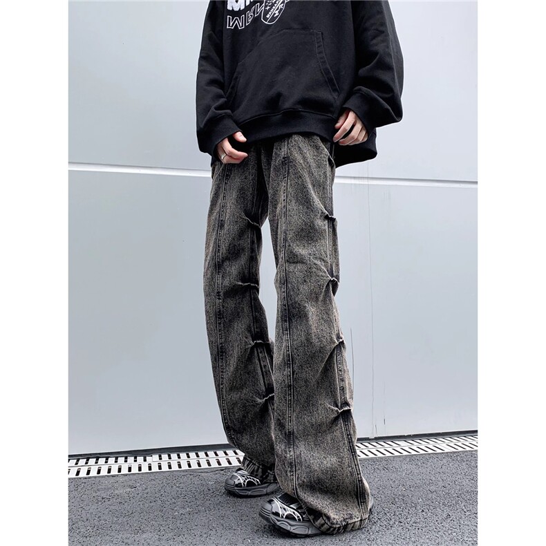 档口现货。小众褶皱裤男微喇叭休闲裤潮流长裤XH9988-P49,男装休闲裤,星座412-1
