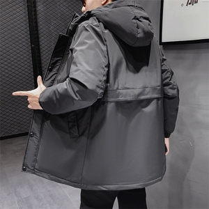 有版权 连帽纯色班服团体情侣学生团建可印花羽绒服男士修身长款图片