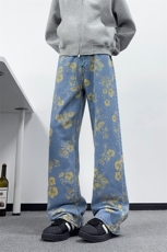 B221美式ins高街暗黑绣花宽松直筒牛仔裤LK25578-特P45控78，男装牛仔裤，电商B221