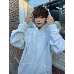 抖音得物高品质二开 25秋冬美式重磅宽松纯色连帽贝壳刺绣卫衣W63图片