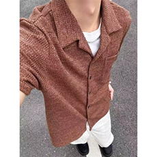 原版档口现货~夏季cleanfit古巴领彩纱毛巾短袖衬衫CT25119批48，男装T恤，星座1004-6