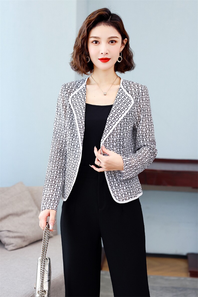 2022年新款气质夏装蕾丝小西装女士外套修身休闲百搭西服上衣,女装西装,婵米儿