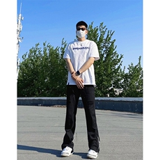 B221美式ins高街暗黑小众破洞拉链牛仔裤LK23069-P65控88，男装牛仔裤，电商B221