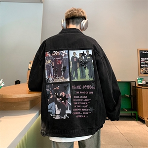 直播品质 美式高街扎染印花复古水洗牛仔衣潮流夹克外套 NZ02特65图片