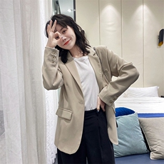 【现货】2021年秋装一粒扣休闲西装166-XZ01P90控148杏色，女装西装，茜茜公主