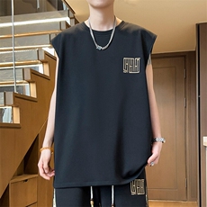 夏季刺绣男士背心圆领无袖T恤大码休闲上衣潮体恤A266-BX022-P18，男装T恤，电商A266