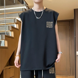 夏季刺绣男士背心圆领无袖T恤大码休闲上衣潮体恤A266-BX022-P18图片