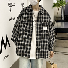 复古格子夹克男秋季港风韩版外套设计感小众宽松上衣JK0245-P70，男装夹克，星座308B-1