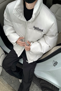 男装2026冬装宽松绣花PU皮棉衣港风大码棉服面包服外套S367-P128图片