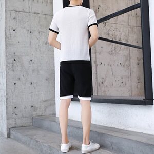 夏季短袖t恤男潮牌套装初中高中学生运动一套帅气两件套T779-P42图片