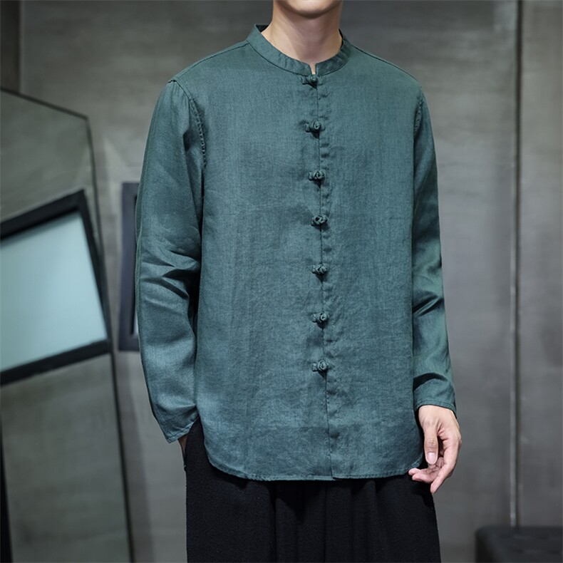 风高品质纯亚麻手工盘扣长袖衬衫xz815-8619p110,男装衬衫,星座815（原A203）