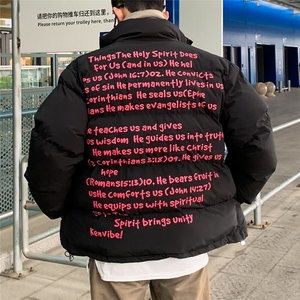 美式复古潮字母立领棉衣棉服男冬季加厚保暖情侣面包服外套W232图片