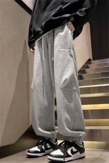 束脚卫裤阔腿宽松大口袋长裤简约百搭款长裤A061-AX00468-加绒P65，男装休闲裤，电商A061
