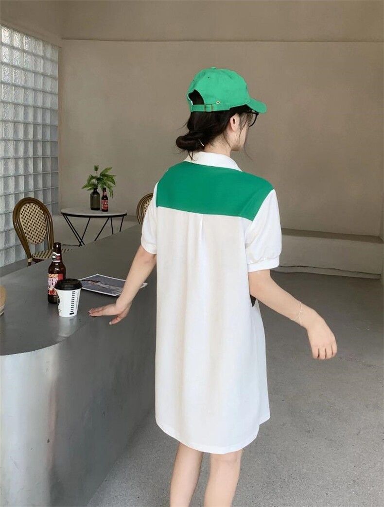 沐沐2022夏拼接POLO连衣裙！，女装连衣裙，沐·沐