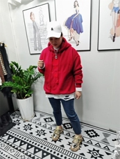 风刺绣加绒帽卫衣，女装卫衣/绒衫，七彩布衣