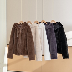 2025新款女士时尚外套潮流，女装羊羔毛/颗粒绒，雪菲羊绒