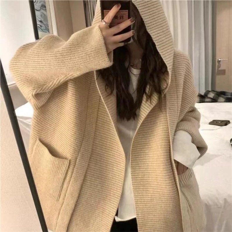 秋冬季仿羊毛休闲时尚通勤百搭连帽加厚开衫外套，女装短外套，圣旺供货