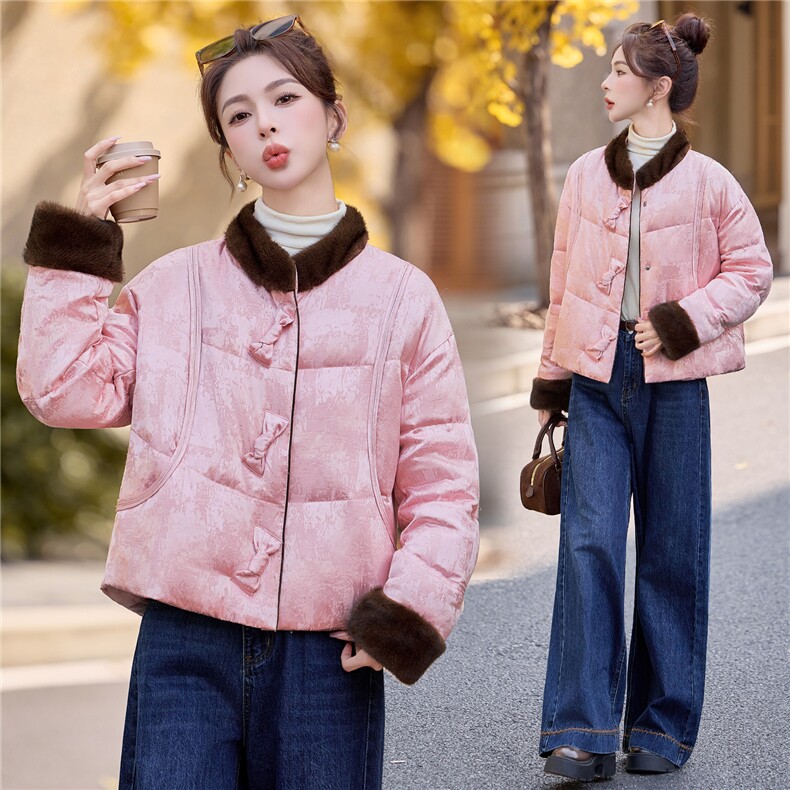 现货.短款羽绒服女2025冬季新款时尚独特漂亮洋气新中式外套,女装羽绒服,尚洛菲